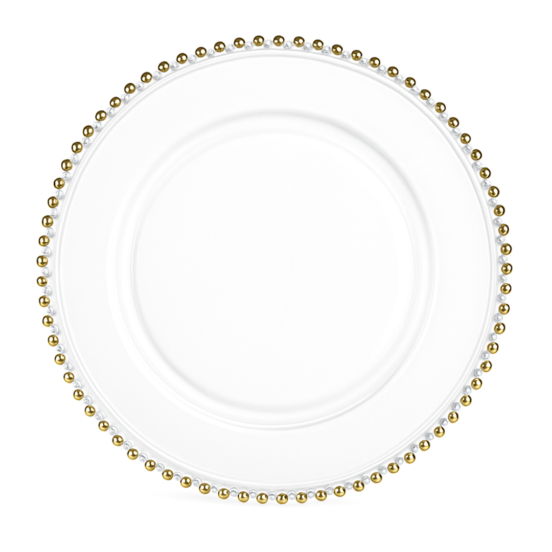 Jester, Clear Beads Gold Charger