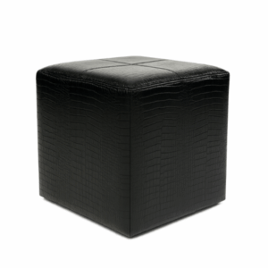 18" Square Black Leather Ottoman