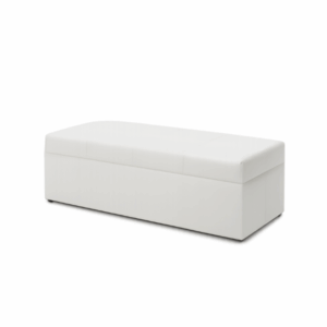48" Rectangular, White Leather Ottoman