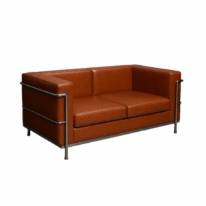 Contemporary Cognac Leather Loveseat