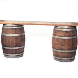 8' Wood Plank & Wine Barrel Bar