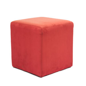 18" Square Red Suede Ottoman