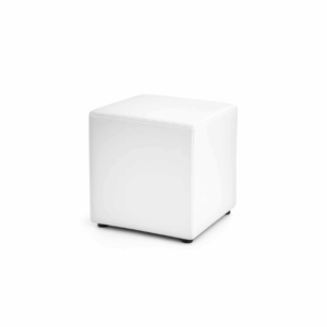 18″ Square White Leather Ottoman