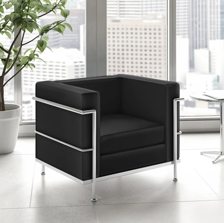 Contemporary Black Leather Chair - Image 2
