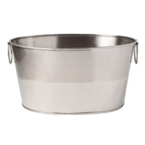Half Hammered/Steel Oval Ice Bucket