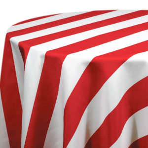 For Sale : Cabana Stripe, Red 132" Round Linen